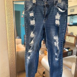 Distressed Blue Jeans